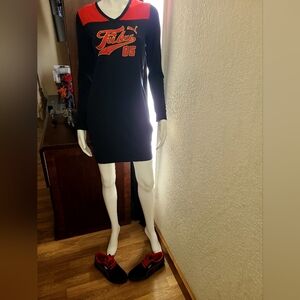 Puma X Fubu Limited Edition Long Sleeve  T-Shirt Dress Women's Size SP Black/Red